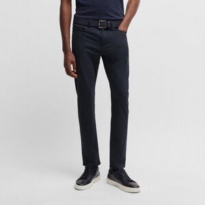 Hugo Boss Men’s Delaware trouser pants Textured Navy Blue Stretch Cotton 34